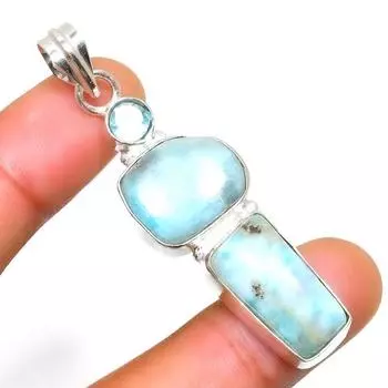 Подвеска Republic Larimar с синим топазом и серебром 925 пробы, 2,27 дюйма 2.27 синий