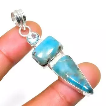Подвеска Republic Larimar с синим топазом и серебром 925 пробы, 2,27 дюйма 2.27 синий