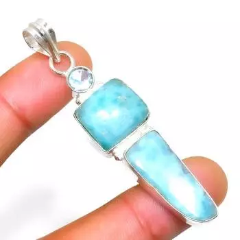 Подвеска Republic Larimar с синим топазом и серебром 925 пробы, 2,46 дюйма 2.46 синий