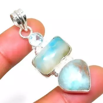 Подвеска Republic Larimar с синим топазом и серебром 925 пробы, 1,89 дюйма 1.89 синий