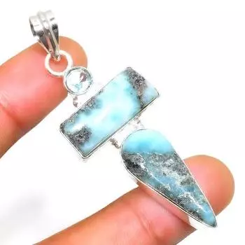 Подвеска Republic Larimar с синим топазом и серебром 925 пробы, 2,27 дюйма 2.27 синий