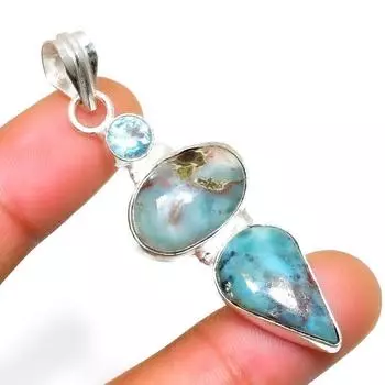 Подвеска Republic Larimar с синим топазом и серебром 925 пробы, 2,27 дюйма 2.27 синий