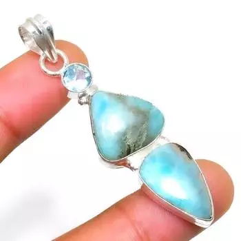 Подвеска Republic Larimar с синим топазом и серебром 925 пробы, 2,27 дюйма 2.27 синий