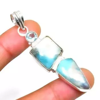 Подвеска Republic Larimar с синим топазом и серебром 925 пробы, 2,46 дюйма 2.46 синий