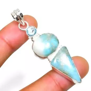 Подвеска Republic Larimar с синим топазом и серебром 925 пробы, 2,27 дюйма 2.27 синий