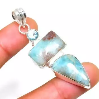 Подвеска Republic Larimar с синим топазом и серебром 925 пробы, 2,27 дюйма 2.27 синий