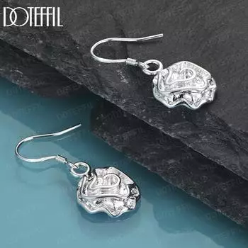 Подвеска-роза из стерлингового серебра 925 пробы с серьгами для пирсинга, модные свадебные украшения 2.80*1.30cm