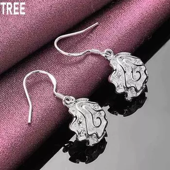 Подвеска-роза из стерлингового серебра 925 пробы с серьгами для пирсинга, модные свадебные украшения 2.80*1.30cm