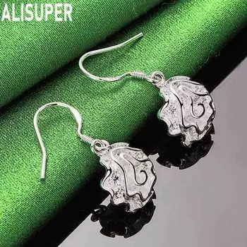 Подвеска-роза из стерлингового серебра 925 пробы с серьгами для пирсинга, модные свадебные украшения 2.80*1.30cm