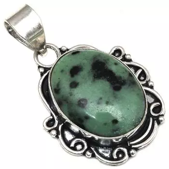 Подвеска рубин цоизит драгоценный камень подарок для нее серебряные украшения 1.75