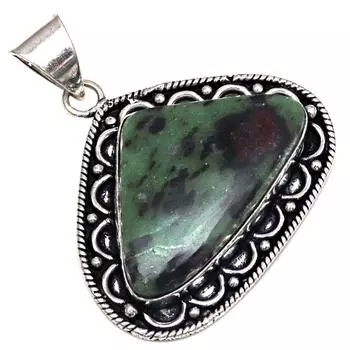 Подвеска рубин цоизит драгоценный камень подарок для нее серебряные украшения 1.75