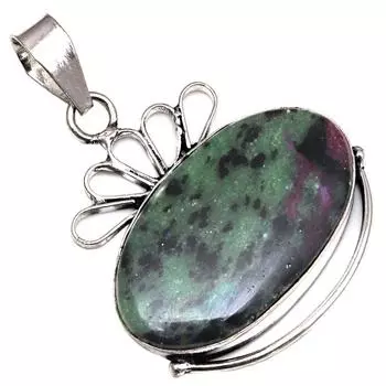 Подвеска рубин цоизит драгоценный камень подарок для нее серебряные украшения 1.75