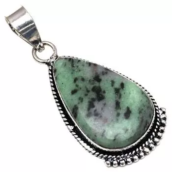 Подвеска рубиновый цоизит драгоценный камень подарок для нее серебряные украшения 2