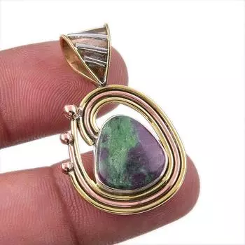Подвеска Ruby In Zoisite Lab-Created из стерлингового серебра 925 пробы в двух тонах 1,50 дюйма r8l33