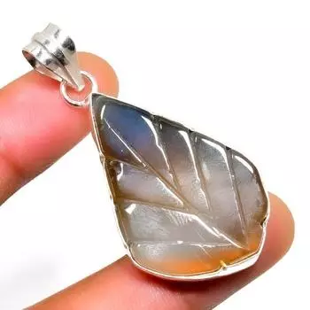 Подвеска ручной работы из ботсванского агата с посеребрением 925 пробы, 2,08 дюйма 2.08 чёрный