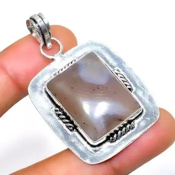 Подвеска ручной работы из ботсванского агата с посеребрением 925 пробы, 1,89 дюйма 1.89 чёрный