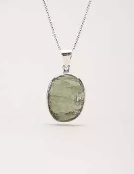 Подвеска ручной работы из цельного серебра 925 пробы с драгоценным камнем молдавит, эффектное женское кольцо, подарок для нее. зелёный