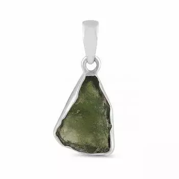Подвеска ручной работы из цельного серебра 925 пробы с драгоценным камнем молдавит, эффектное женское кольцо, подарок для нее. зелёный