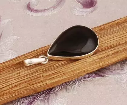 Подвеска из стерлингового серебра 925 пробы с натуральным черным ониксом, подвеска из драгоценного камня ручной работы, идея подарка для женщин Free Size чёрный