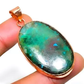 Подвеска ручной работы из драгоценного камня хризоколла с серебряным покрытием 925 пробы, 1,89 дюйма 1.89 синий