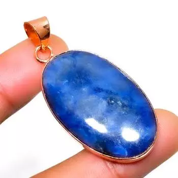 Подвеска ручной работы из драгоценного камня лазурита 925 пробы с посеребренным покрытием 1,89 дюйма 1.89 синий