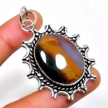 Подвеска ручной работы из драгоценного камня мукаит с серебряным покрытием 925 пробы 2,08 дюйма 2.08 красный