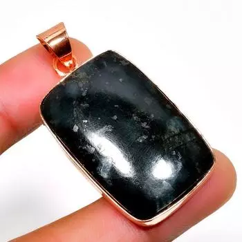 Подвеска ручной работы из драгоценного камня нууммит с серебряным покрытием 925 пробы, 1,89 дюйма 1.89 чёрный