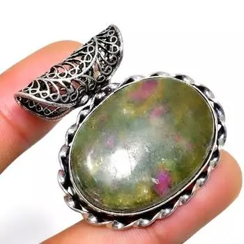 Подвеска ручной работы из драгоценного камня рубин фуксит с посеребрением 925 пробы 1,32 дюйма 1.32 красный