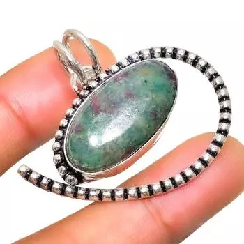 Подвеска ручной работы из драгоценного камня рубин фуксит с серебряным покрытием 925 пробы 1,51 дюйма 1.51 красный