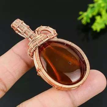 Подвеска ручной работы из медной проволоки из натурального балтийского янтаря 2,36 U7O28