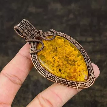 Подвеска ручной работы из медной проволоки из натурального балтийского янтаря длиной 3,39 дюйма Z4a50