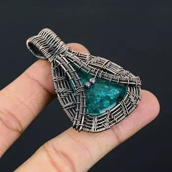 Подвеска ручной работы из медной проволоки из натурального синего балтийского янтаря 2,24 дюйма F3E26