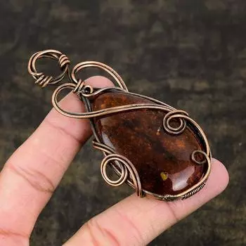 Подвеска ручной работы из медной проволоки из натурального балтийского янтаря 3,43 j2G88