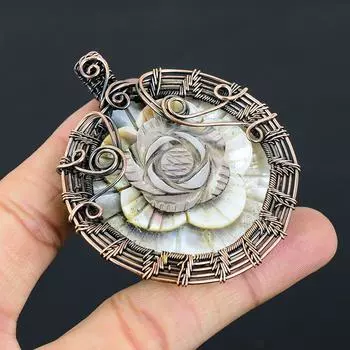 Подвеска ручной работы из медной проволоки из натурального перламутра 2,76 дюйма N5d71