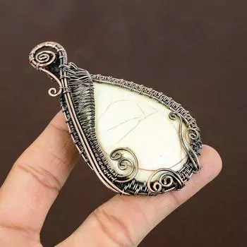 Подвеска ручной работы из медной проволоки из натурального белого коралла длиной 3,54 дюйма L7W45