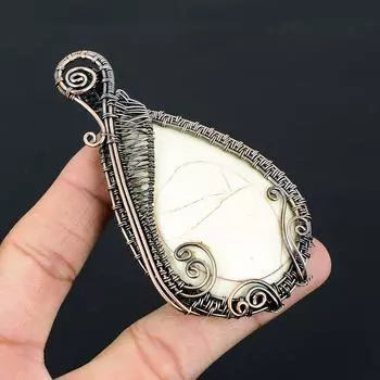 Подвеска ручной работы из медной проволоки из натурального белого коралла длиной 3,54 дюйма G0g44