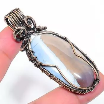 Подвеска ручной работы из медной проволоки из натурального опала Owyhee, 2,68 дюйма, s7v30