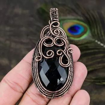 Подвеска ручной работы из медной проволоки из натуральной черной шпинели 3,15 P6g56