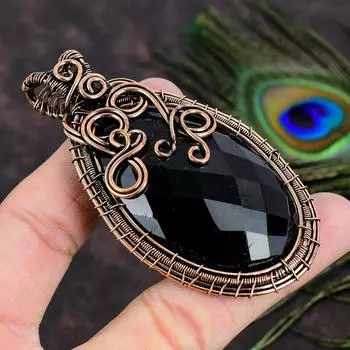 Подвеска ручной работы из медной проволоки из натуральной черной шпинели 3,35 c1c63