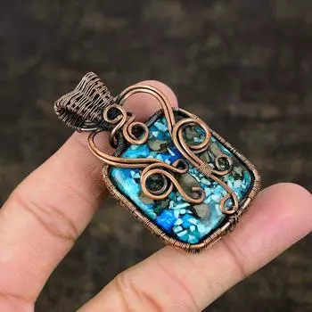 Подвеска ручной работы из медной проволоки из натурального драгоценного камня колючая устрица 2,36 дюйма O4g31