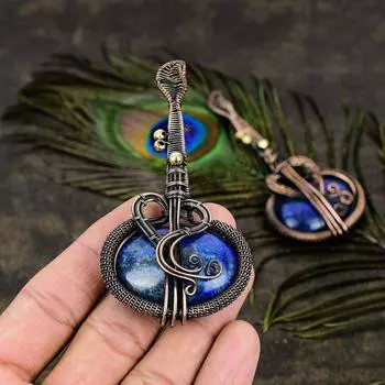 Подвеска ручной работы из медной проволоки из натурального лазурита 3,82 Z8M71