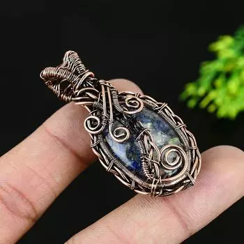 Подвеска ручной работы из медной проволоки из натурального лазурита 2,25 m3I41