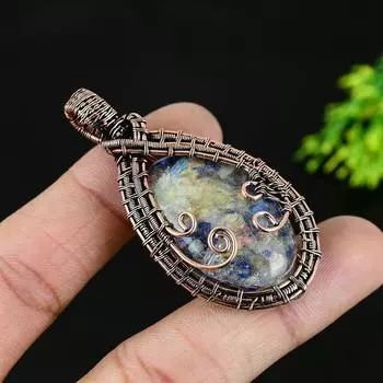 Подвеска ручной работы из медной проволоки из натурального лазурита 2,25 e7B76