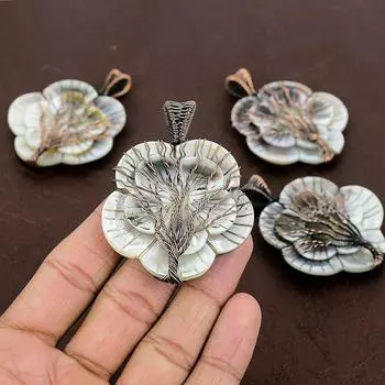 Подвеска ручной работы из медной проволоки из натурального перламутра 2,64 дюйма t5n20