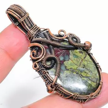 Подвеска ручной работы из медной проволоки из натуральной яшмы дракона 2,56 дюйма Q4V88