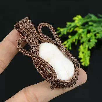 Подвеска ручной работы из медной проволоки из натурального оранжевого сколецита 2,75 t9I85