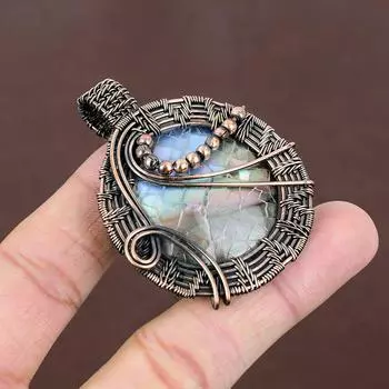 Подвеска ручной работы из медной проволоки из натурального титана Друзы 2,36 дюйма P5J03