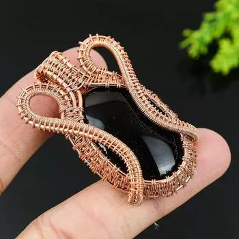 Подвеска ручной работы из медной проволоки из натурального обсидиана в форме глаза 2,09 w5H50