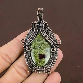 Подвеска ручной работы из медной проволоки из натуральной яшмы дракона 2,84 дюйма p1n22