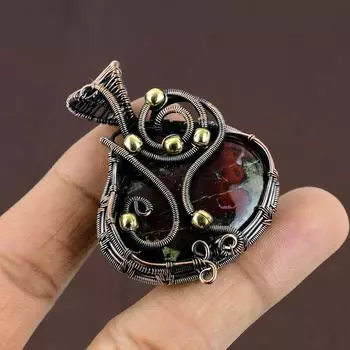 Подвеска ручной работы из медной проволоки из натуральной лесной яшмы 2,17 дюйма I6i68